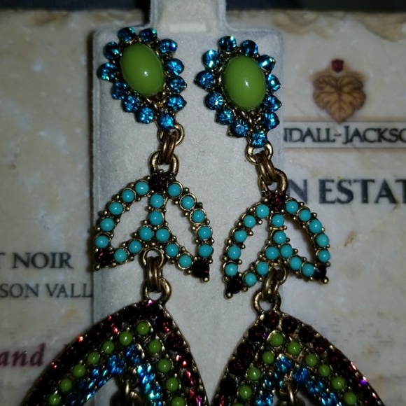 🆕 Crystal Stone Dangle Statement Earrings - Picture 3 of 4